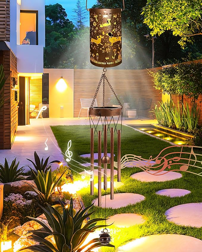 Dachshund Gifts for Women - Solar Wind Chimes Outdoor Decor with Larterns Garden Patio Porch Balcony Hanging Decoratoin Christmas New Year Birthday Gift for Mom Grandma Friend Dog Lover