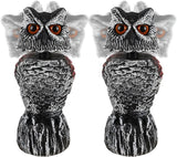 Hausse 2 Pack Fake Owl Decoy to Scare Birds Away, 11.2 inch Wagging Head Plastic Owl Scarecrow Bird Deterrents, Owls Statue Nature Enemy Horned Pest Repellent for Outdoor Garden Yard