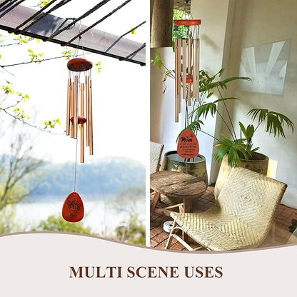 YU FENG 26” Wind Chimes for Mom, Gifts from Daughter or Son, Unique Mother’s Day, Birthday, Wooden Outdoor Wind Chime with Heartfelt Message