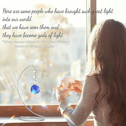9-in Memorial Gifts,Sympathy Gifts for Loss of Loved One,40mm Crystal Suncatcher,Remembrance Gift for Loss of Mother Dad Friend Son Daughter,Sorry for Your Loss Gift,Silver Stand and a Sympathy Card