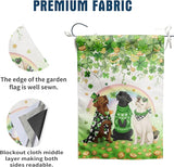 St Patricks Day Dog House Flag 28 x 40 Double Sided Outside White Chocolate Black Lab Garden Banner Labrador Yard Signs for Saint Patrick Spring Outdoor Decorative