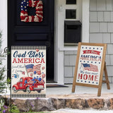 4th of July Garden Flags for Outside,Patriotic American Truck with Buffalo Plaid Small Yard Flags for Outdoor, Memorial Day Decorations for Holiday Summer 250th USA Anniversary 12x18 Inch Double Sided