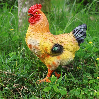 Rooster Garden Statue Decorations, Outdoor Sculpture Chicken Farm Animals Decoration, Chicken Gift Home Decor for Backyard Patio & Lawn Ornament (colorful hen)