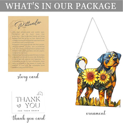 Colorful Dogs Acrylic Suncatcher Ornament for Window Decor, Acrylic Suncatcher Window Hanging Decor, Dog Lovers Gifts for Women, Dogs Christmas Ornaments for Tree Hanging (Rottweiler)