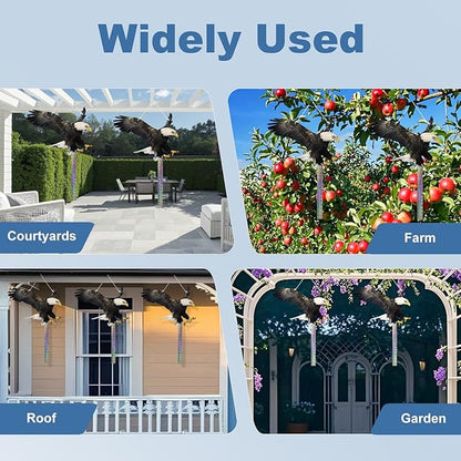 4PCS Fake Hawk to Keep Pigeon Away Flat Plastic Hawk to Scare Woodpecker Away from House with Reflective Tape Garden Owls to Scare Pigeon Squirrel for Balcony Roof Outsider Porch Hanging Hawks Decor