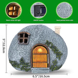 mopha Garden House Statues, Funny Gnomes Fairy Garden Lights Figurine,Mini Gnome Resin Solar Powered Outdoor Decor Patio Yard Lawn Ornament Decoration