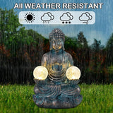 Afirst 10.5'' Meditating Buddha Garden Statues Solar Buddha Sculpture Decor with Glass Balls Zen Meditation for Home Garden Yard Patio Indoor Outdoor Ornaments Gifts for Mom