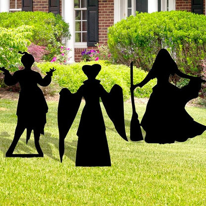 Witch Halloween Decorations Outdoor Hocus Pocus Garden Metal Stakes Decor, Halloween Silhouette Party Yard Signs with Stakes,Trick or Treat Party Supplies for Kids Home Party