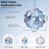 8 Inch Sublimation Wind Spinner, 3D Aluminum Metal Wind Spinner with Hook, Indoor Yard Garden Hanging Decoration, Weather Resistant Rotating Spiral Ornament, Winter Birds on Branches