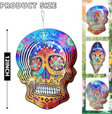 Goolyrusim Metal Wind Spinner - Sugar Skull Wind Spinners, Kinetic Hanging Wind Sculpture 3D Skeleton Wind Catcher for Yard and Garden Decoration Outdoor Decor, Unique Gifts for Halloween, Christmas