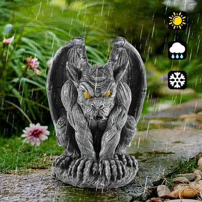 Large Winged Gargoyle Statue with Solar Lights Outdoor Gargoyle Statue Garden Guardian Sculpture Figurine Gothic Decor Gargoyle Monster Dragon Creep Scary Sculpture Patio Yard Lawn