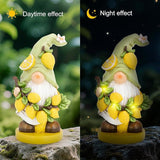 basen Solar Powered Garden Gnome Decor with Lemon Theme, Waterproof Outdoor Lawn Ornaments with Auto On/Off Light, Resin Figurine for Patio, Yard, Pathway, Porch Landscape Lighting Decorations