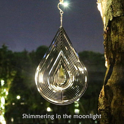 Phuryllic Wind Spinners Outdoor, Garden Decor, Bird Deterrents for Outside, 3D Metal Yard Decorations for Patio & Porch, Unique Gardening Gifts for Women & Moms - 12in Silver Waterdrop