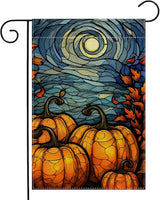 Garden Flags, Garden Flag, Stained Glass Style Pumpkin Maple Leaf Double-Sided Flags for Farmhouse Yard Outdoor Decoration-12 x 18inch (Pumpkin2)
