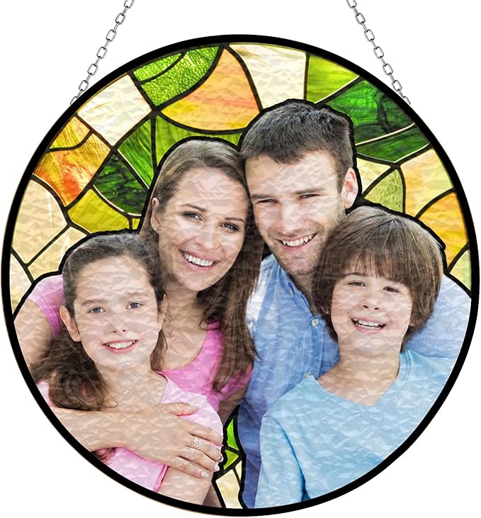 Custom Family Image, Transform Your Photos Into Art, Personalized Window Stained Glass, Father Memorial Gifts, Personalized Family Stained Glass Suncatcher, Custom Photo Ornament