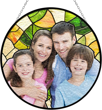 Custom Family Image, Transform Your Photos Into Art, Personalized Window Stained Glass, Father Memorial Gifts, Personalized Family Stained Glass Suncatcher, Custom Photo Ornament