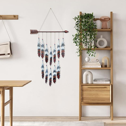 Metal Arrow & Feather Wall Art, Native American Indian Style Decor, Arrow Western Decor, Wind Chime Pendants, Thanksgiving Gift, American Indian Decoration