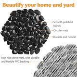 River Rock Stepping Stones Outdoor for Garden Walkway, 10 inch 6 Pcs Hexagon Shape Paver Step Stones Polished Pebble River Stone Mat for Yard Lawn Patio Pathway Walk Way - Black