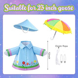 DECOHS 3 Pcs/Set Raincoat Porch Goose Outfits, Summer Lawn Goose Statue Raincoat Costume, Yard Goose Clothes Raincoats Umbrella Hat Outfit for 23" Statue Patio Garden Decoration (Blue)