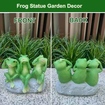 Tirifer 3 Cute Frog Statue Garden Decor, See Speak Hear No Evil Green Frog Figurine Outdoor Yard Decoration Garden Accessories for Patio, Balcony, Porch, Art Lawn Ornaments