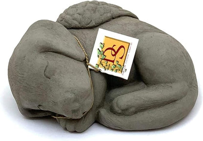 Sleeping Dog w/Wings: Durable Solid Stone Statue. Perfect Home Décor & Sealed for Outdoors. Handcrafted USA. (Antique/Gray)