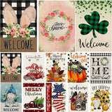 Seasonal Garden Flags for Outside, 12x18 Double Sided Yard Flags Outdoor Holiday Decor Set of 12 Small Burlap Welcome Garden Flags for All Seasons (Seasonal 01)