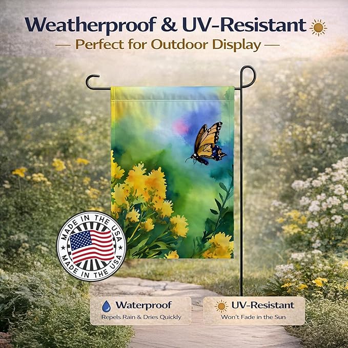 Caroline's Treasures Kentucky Goldenrod in Watercolor Garden Flag Mailbox Flag Decorative Yard Flag Banner Outside Patio Artwork Yard Flower Beds, Garden Size, Multicolor
