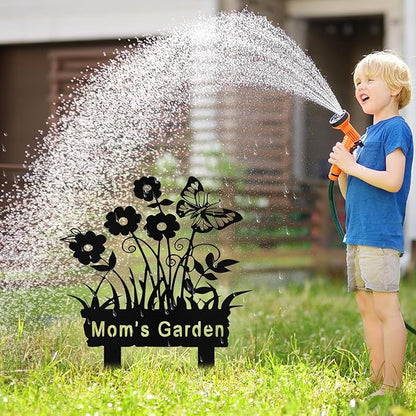 Personalized Metal Flowers Garden Signs with Stake, Custom Garden Signs for Outside Waterproof, Customized Name Sign Yard Lawn Gardens Decor Gardening Gifts for Moms Grandmas Gardeners