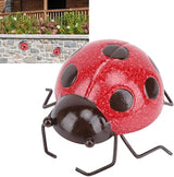 Metal Garden Wall Art Decor Cute Wall Sculptures Statues Outdoor Decoration Yard Lawn Porch Fence Ornaments, Handcrafted Iron Decorative Ladybird Sculpture Art