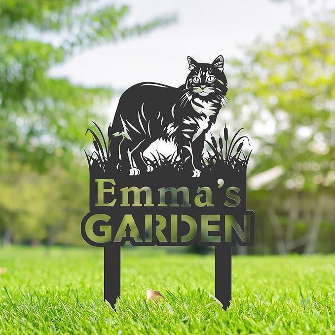Personalized Cute Cat Kitten Metal Garden Sign,Custom Yard Sign With Stake,Outdoor Garden Décor,Pet Cat Lawn Garden Decorated Statue,Cat Sympathy Yard Metal Sign,Cat Lover Gifts Kailyard Plaque.