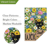 Louise Maelys Spring Summer Garden Flag Floral Daisy Black Cat Double Sided 12x18 Inch Seasonal Welcome Small Burlap Holiday Yard Sign Outdoor Outside Home Decoration