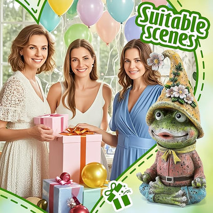 Garden Yoga Frog Statues Outdoor Meditation Zen Yoga Frogs Resin Figurines, Garden Home and Decoration for Patio Yard Lawn, Gifts for Women, 9.4 Tall Inches Green Frogs Sculptures