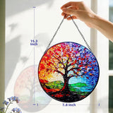 Stained Glass Tree of Life Suncatcher - 7.8In Handcrafted Window Hanging & Wall Art for Home, Living Room, Garden & Outdoor Porch Decor - Birthday, for Women Mom Teacher