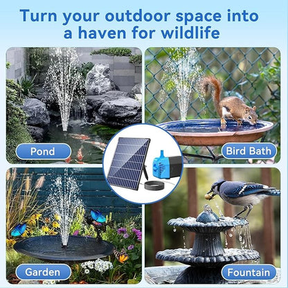 POPOSOAP 8W Solar Fountain Pump with 3000mAh Battery Backup & 12W Solar Fountain Pump for Fish Pond, Wildlife Garden, Ponds, Waterfall, Hydroponics