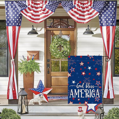 AVOIN colorlife God Bless America 4th of July Patriotic Garden Flag 12x18 Inch Double Sided Outside, Stars and Stripes Yard Outdoor Decoration