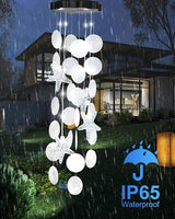 Solar Wind Chimes Decorative Lights for Outside, Shells Gifts for Mom Grandma Women Wife Girls, Hanging Solar Light for Holiday Garden Yard Window (White)