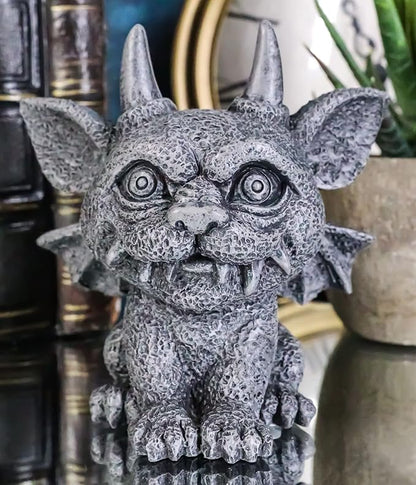 Ebros Gothic Horned Bat Cat Gargoyle Bast Figurine Small Mythical Fantasy Decor Statue 3.25" Tall As Talisman of Protection Fairy Garden Accessory DIY Renaissance Or Medieval Collectible