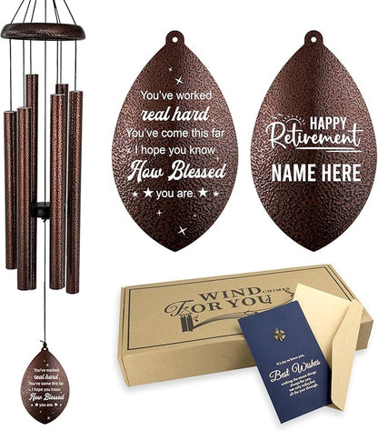 ASTARIN Personalized Happy Retirement Gifts, Custom Name Retirement Wind Chimes for Women Men, Wind Chime Retire Gifts for Co-Workers Boss Friends, Going Away Funny Farewell Gift(Produced in USA)