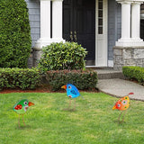 John's Studio Garden Decor for Outside - Outdoor Statue Decorations Metal Bird Glass Yard Art Décor, Lawn Ornaments for Patio Yard Porch, Housewarming Gift - 3 PCS