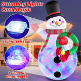 MICOCAH 8FT Christmas Inflatables Outdoor Decorations, Inflatable Snowman Holding Garland Blow Up Yard Decoration Build-in Rotating Colorful LEDs Xmas Holiday Party Indoor Lawn Christmas Eve Décor