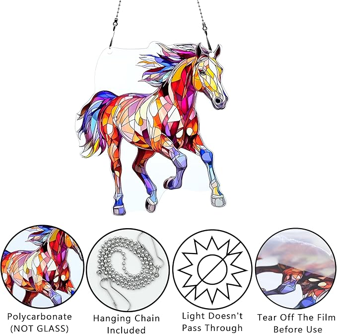Horse Ornaments Colorful Window Hanging Decorations Home Wall Decor for Indoor Outdoor