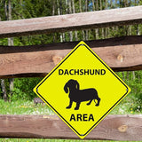 Warning Dachshund Area Metal Tin Sign Dachshund Dog Caution Crossing Xing Street Sign Yellow Diamond Shape Funny Metal Sign For Indoor Outdoor Highway15x15in