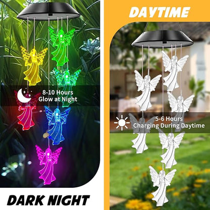 Angel Solar Wind Chimes, Angel Wind Chimes for Outside,Best Gifts for Mom Grandma Women Wife Aunt Sister, Unique Mobile Wind Chime, Garden Yard Decor