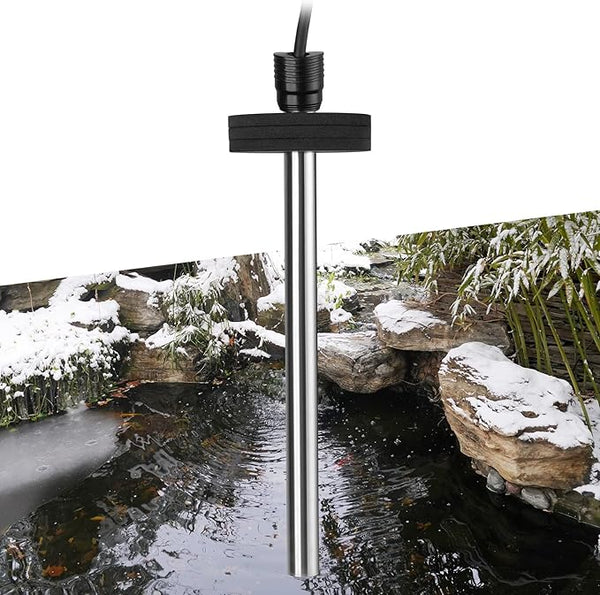 HITOP Outdoor Pond Heater - 150W 300W 600W Aquarium Heater for Small Ponds, Kio Pond, Pond De-icer with Long Cable Wire and Floatable Foam