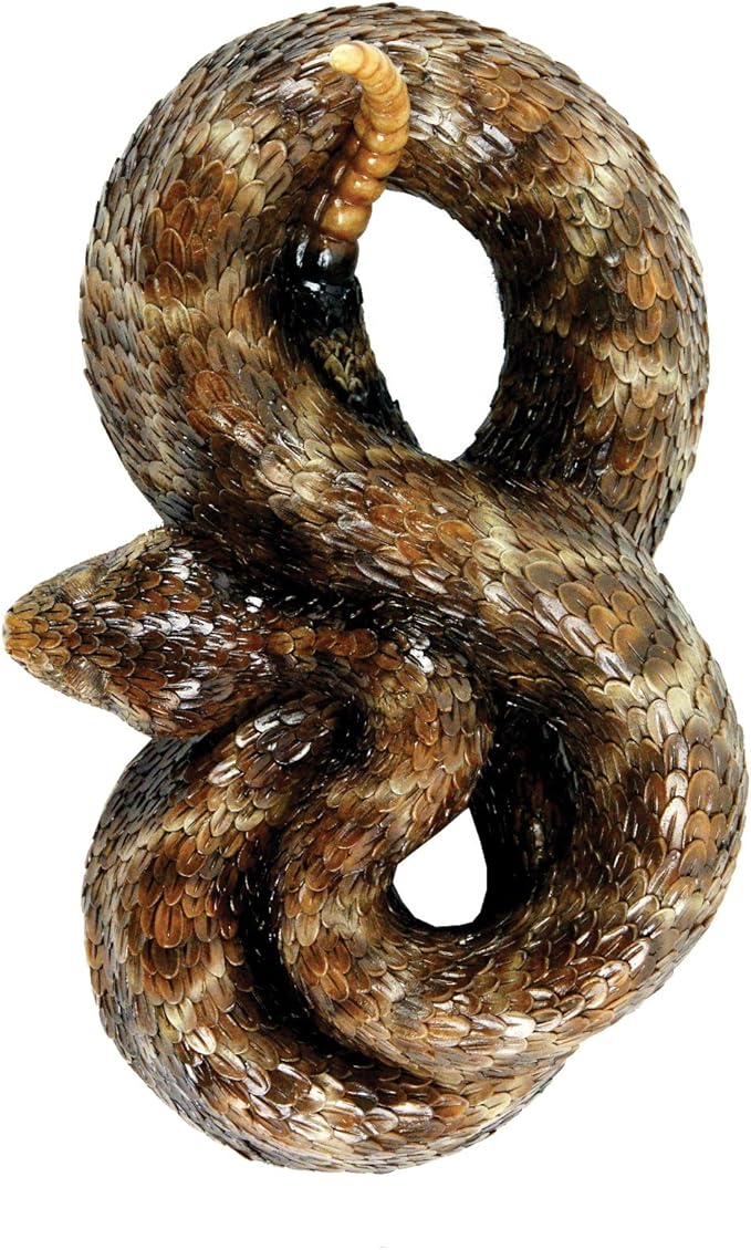 Western Diamondback Rattlesnake S by Michael Carr Designs - Outdoor Snake Figurine for gardens, patios and lawns (80058),Brown