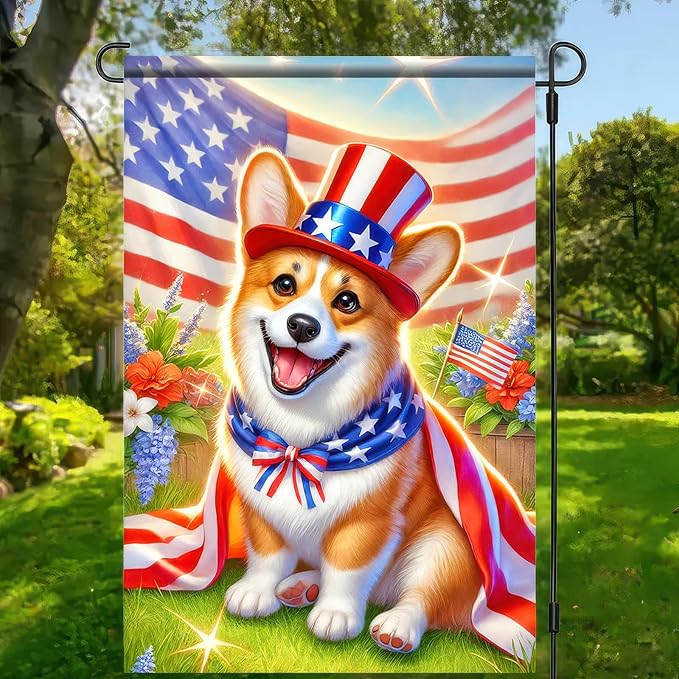 BlissYard Patriotic 4th of July Corgi Dog Garden Flag American Flag Welcome Small Yard Flag 12x18 Inch Double Sided Patriotic Dog Decor Outdoor Seasonal Decoration Independence Day Memorial Day