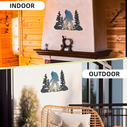 Demissle Big Foot Sasquatch Gift Bigfoot Wall Art Decor for Men Women 16 x 11 Inch Funny Birthday Sasquatch Gift Metal Yard Sign for Dad Husband Garage Garden Forest Outdoor Indoor(Retro Color)