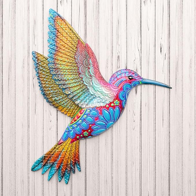 UXZCVIO Metal Cover 4 Hummingbird Garden Art Decoration, Home Garden Courtyard Outdoor Wall Decoration Sculpture