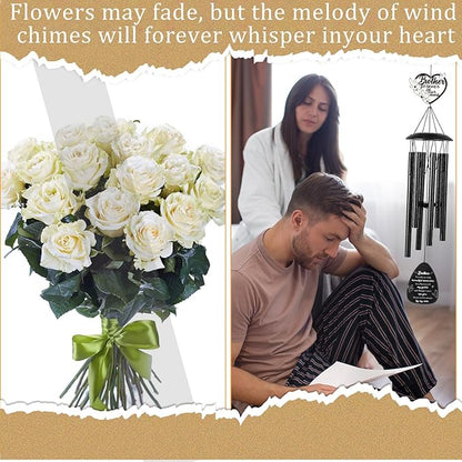 Memorial Gifts for Loss of Brother - 36'' Memorial Wind Chimes for Outside, Sympathy Bereavement Condolence Grief Remembrance Funeral Gifts for Loss of Brother, with S Hook Greeting Card