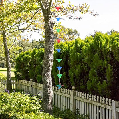 NUOBESTY Decorative Flower Basket Rain Chain for Downspouts, 8pcs Hanging Outdoor Garden Rain Chains, Window Beads for Balcony and Courtyard Water Drainage
